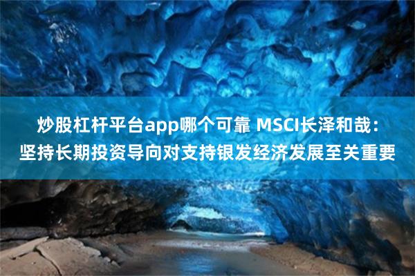 炒股杠杆平台app哪个可靠 MSCI长泽和哉：坚持长期投资导向对支持银发经济发展至关重要