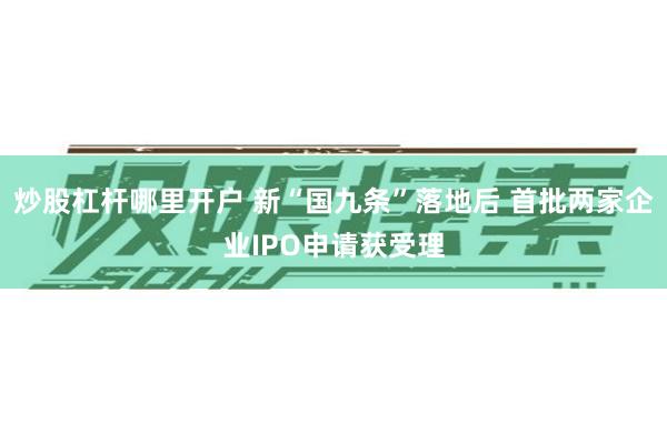 炒股杠杆哪里开户 新“国九条”落地后 首批两家企业IPO申请获受理