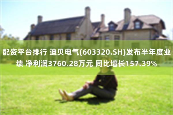 配资平台排行 迪贝电气(603320.SH)发布半年度业绩 净利润3760.28万元 同比增长157.39%